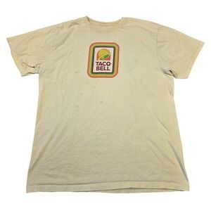 Taco Bell Mens XL Yellow Retro Logo Graphic T-Shirt Vintage Style Distressed